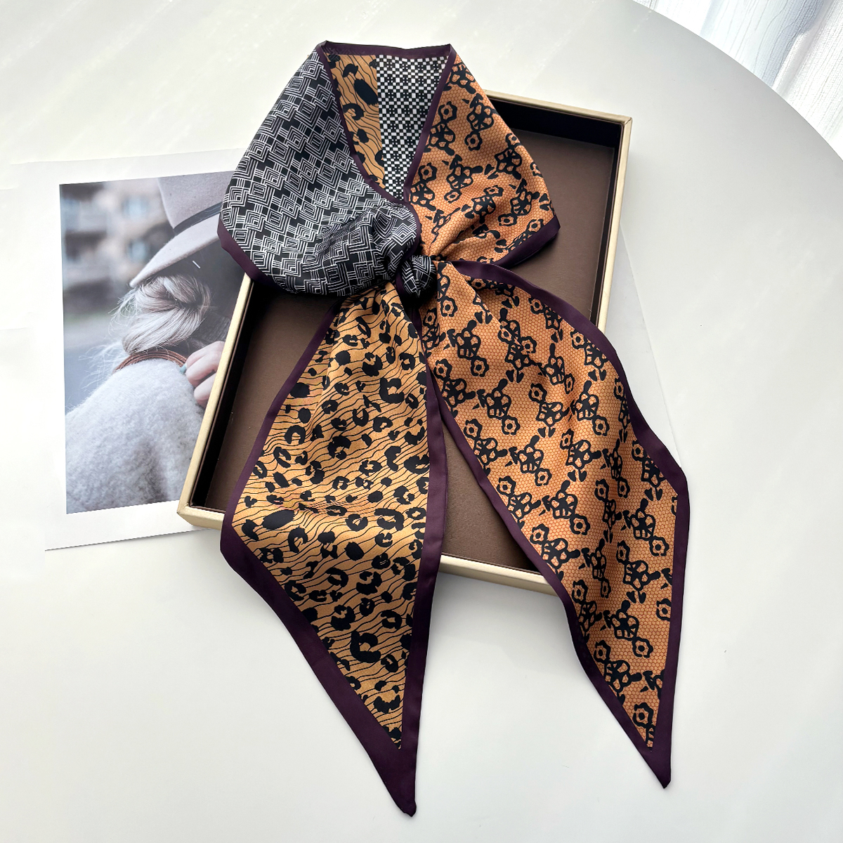 Luxury Bags Designer - Leopard Printed Skinny Scarf For Women