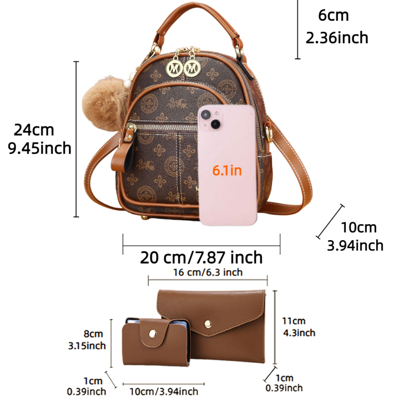 3-piece women's bag set, light – обзор и цена Luxury Zipper Bags
